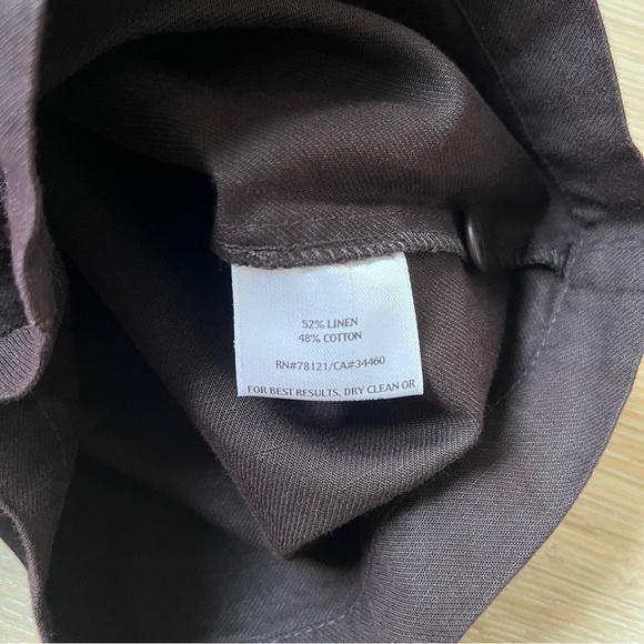 NWOT Eileen Fisher Linen/Cotton Blend Dark Brown Pants Straight Leg Sz PM *Z21 - Picture 4 of 4